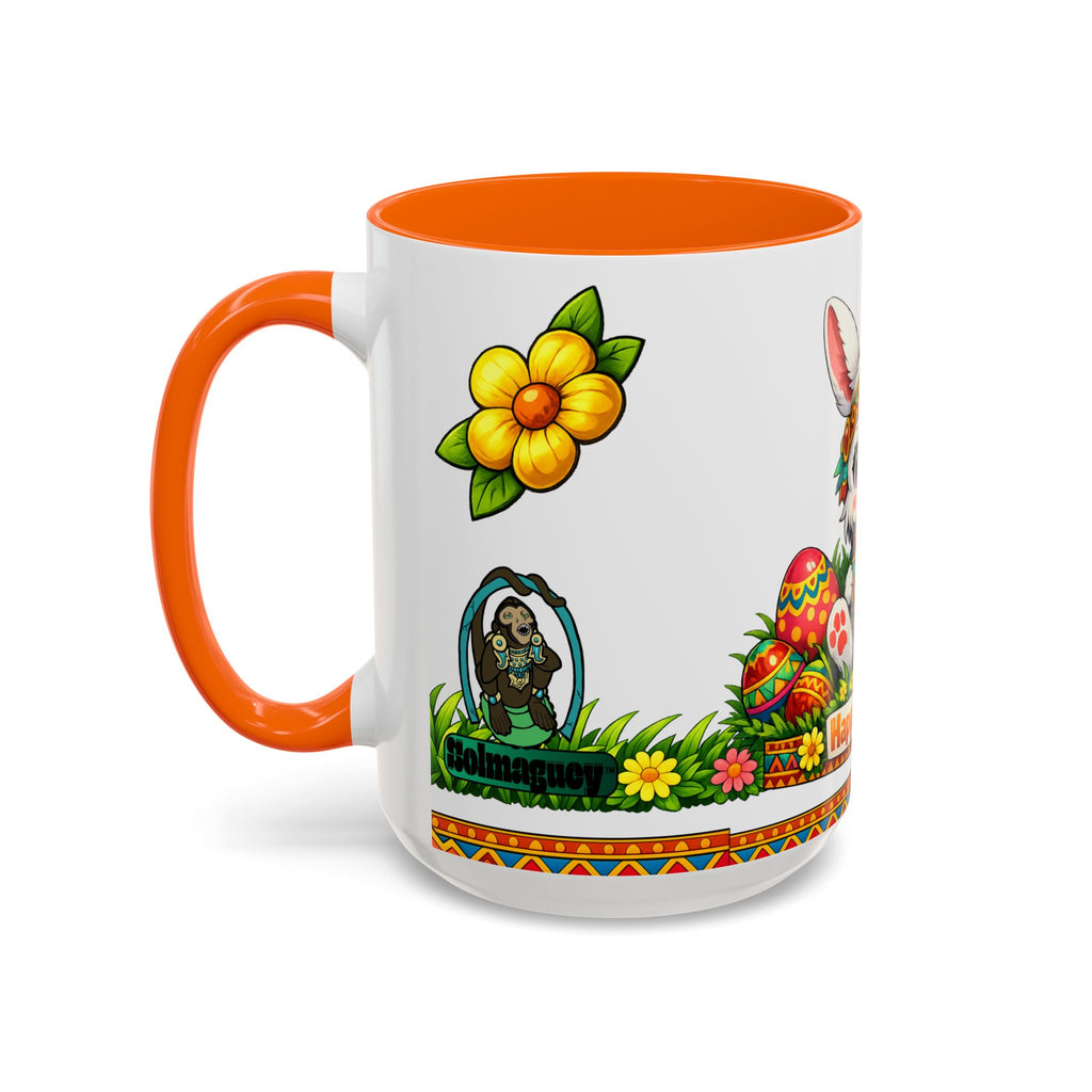 Cute Easter Bunny with Colorful Eggs Mug Accent Coffee Mug