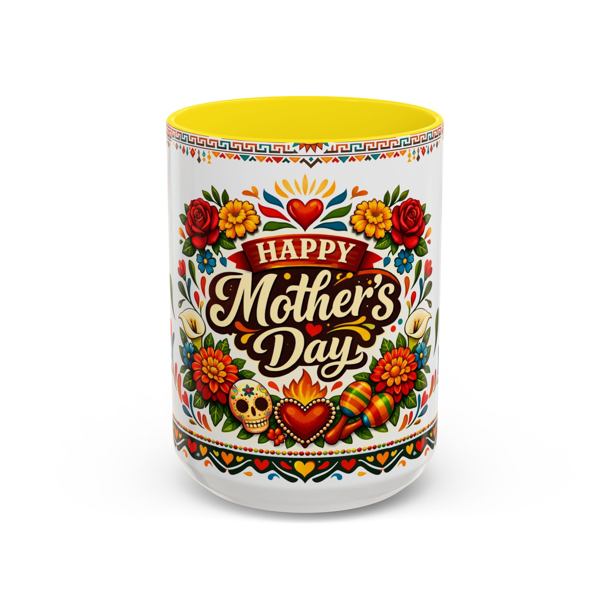 Happy Mother's Day Accent Mug-Colorful Floral Day of the Dead Design (11/15oz)