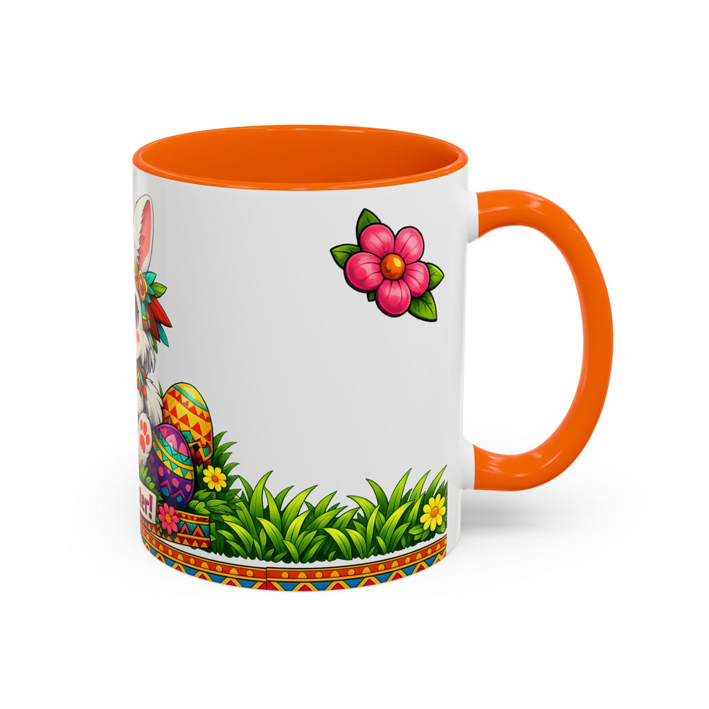 Cute Easter Bunny with Colorful Eggs Mug Accent Coffee Mug EU