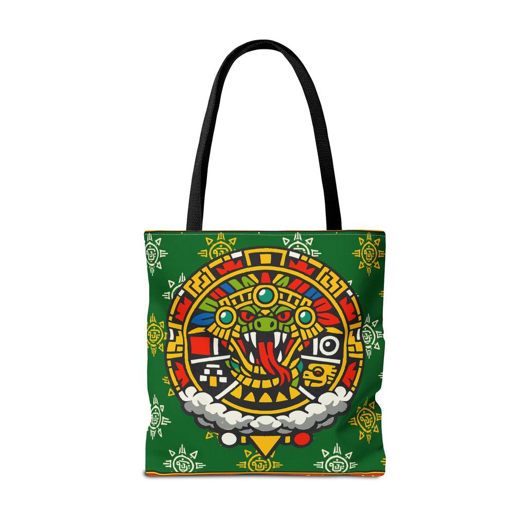 Quetzalcoatl Rising Tote Bag — Aztec Feathered Serpent All-Over Print
