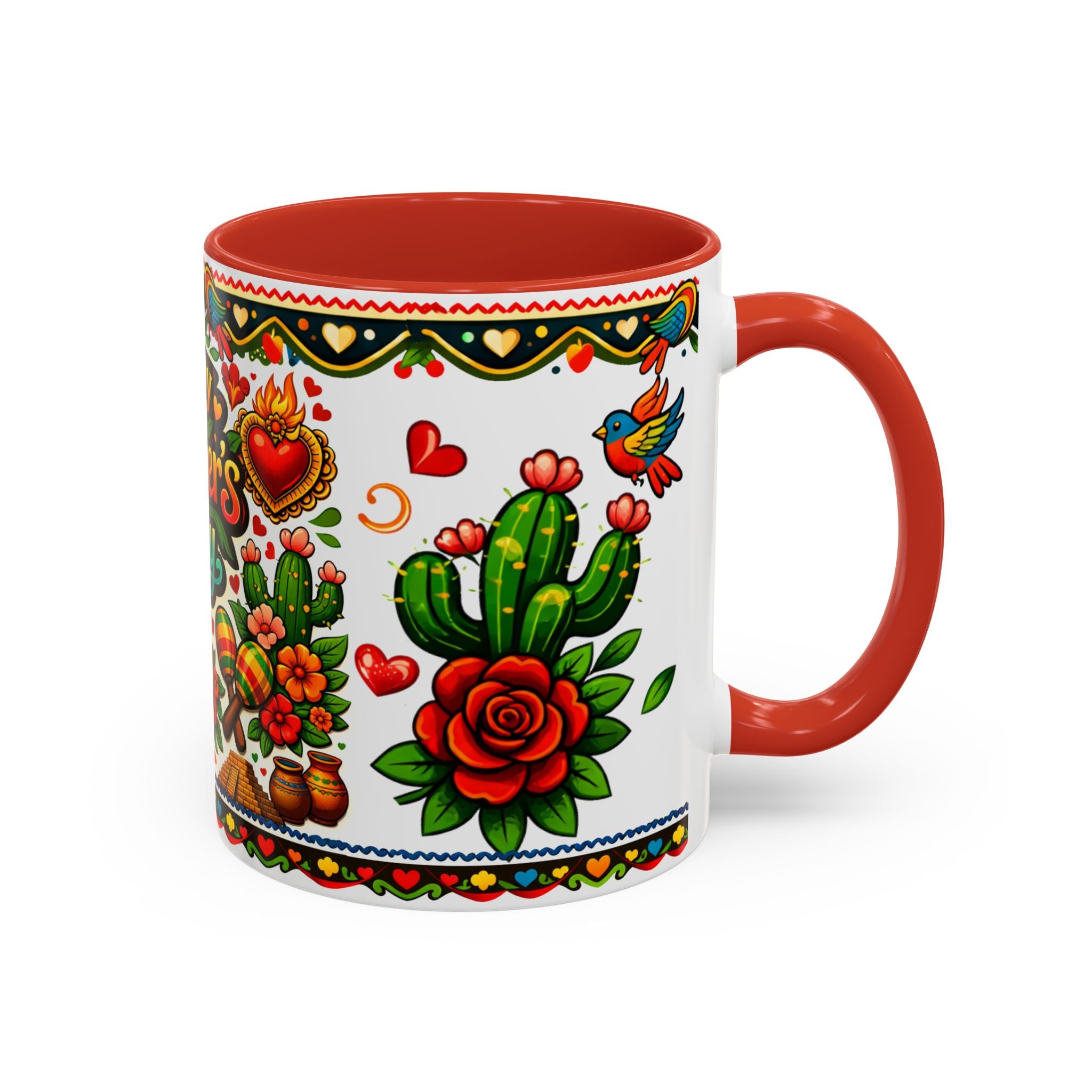 Happy Mother's Day Accent Coffee Mug – Colorful Mexican Folk Art Design