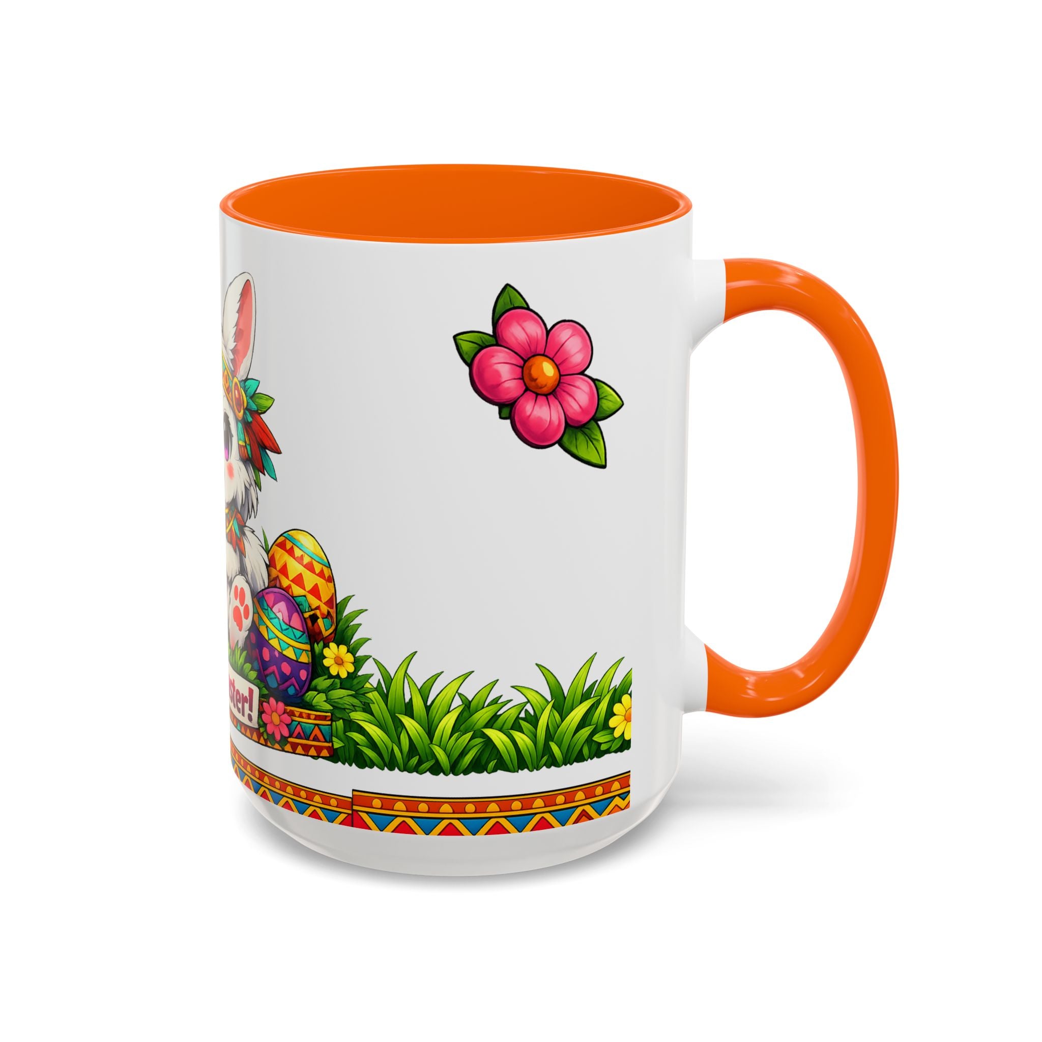 Cute Easter Bunny with Colorful Eggs Mug Accent Coffee Mug