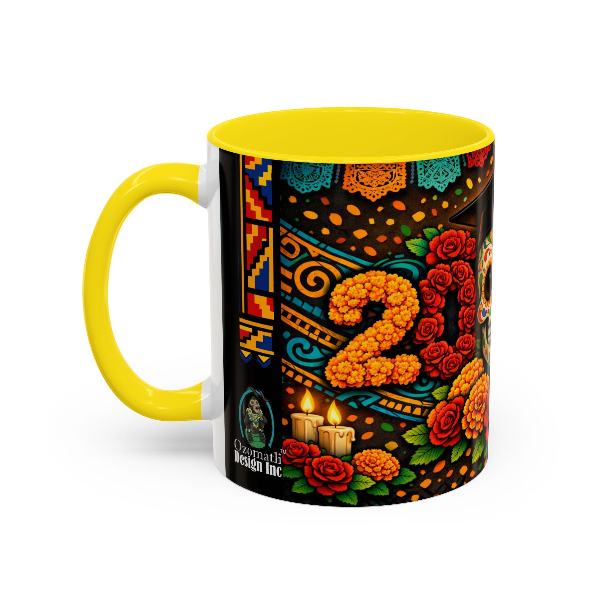 Day of the Dead Graduation Skull Accent Coffee Mug — Class of '26 Cappuccino Cup