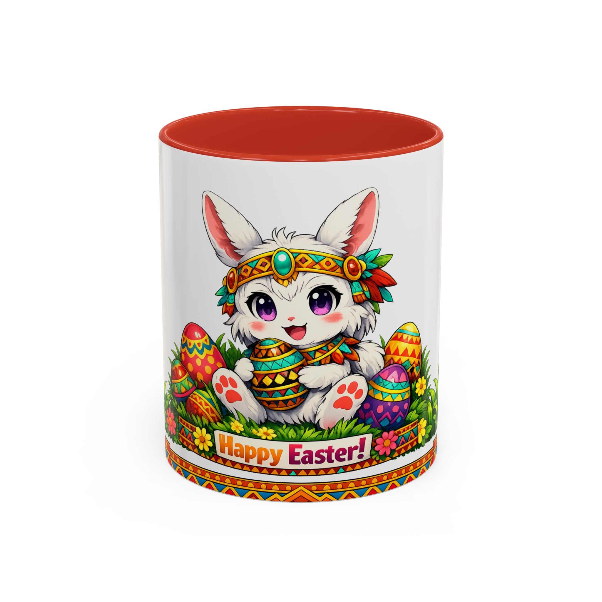 Cute Easter Bunny with Colorful Eggs Mug Accent Coffee Mug