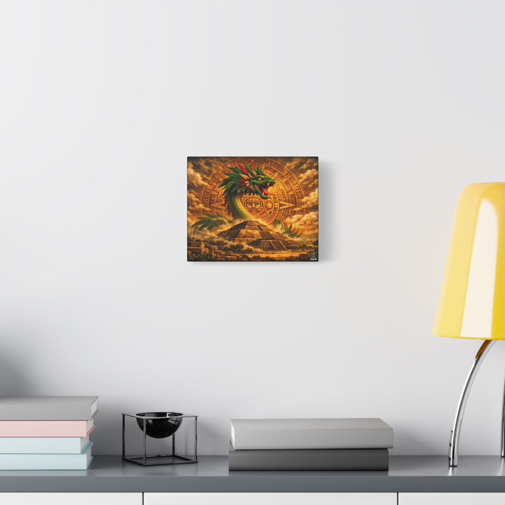 Quetzalcoatl Pyramid Canvas Wall Art – Mythic Aztec Serpent Print