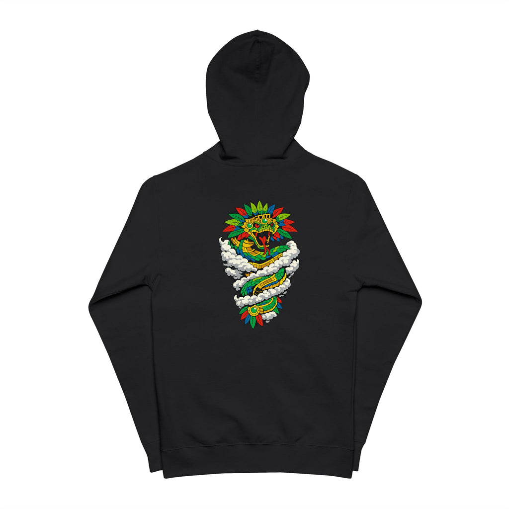 Quetzalcoatl Aztec Zip-Up Hoodie — Colorful Serpent & Calendar Design