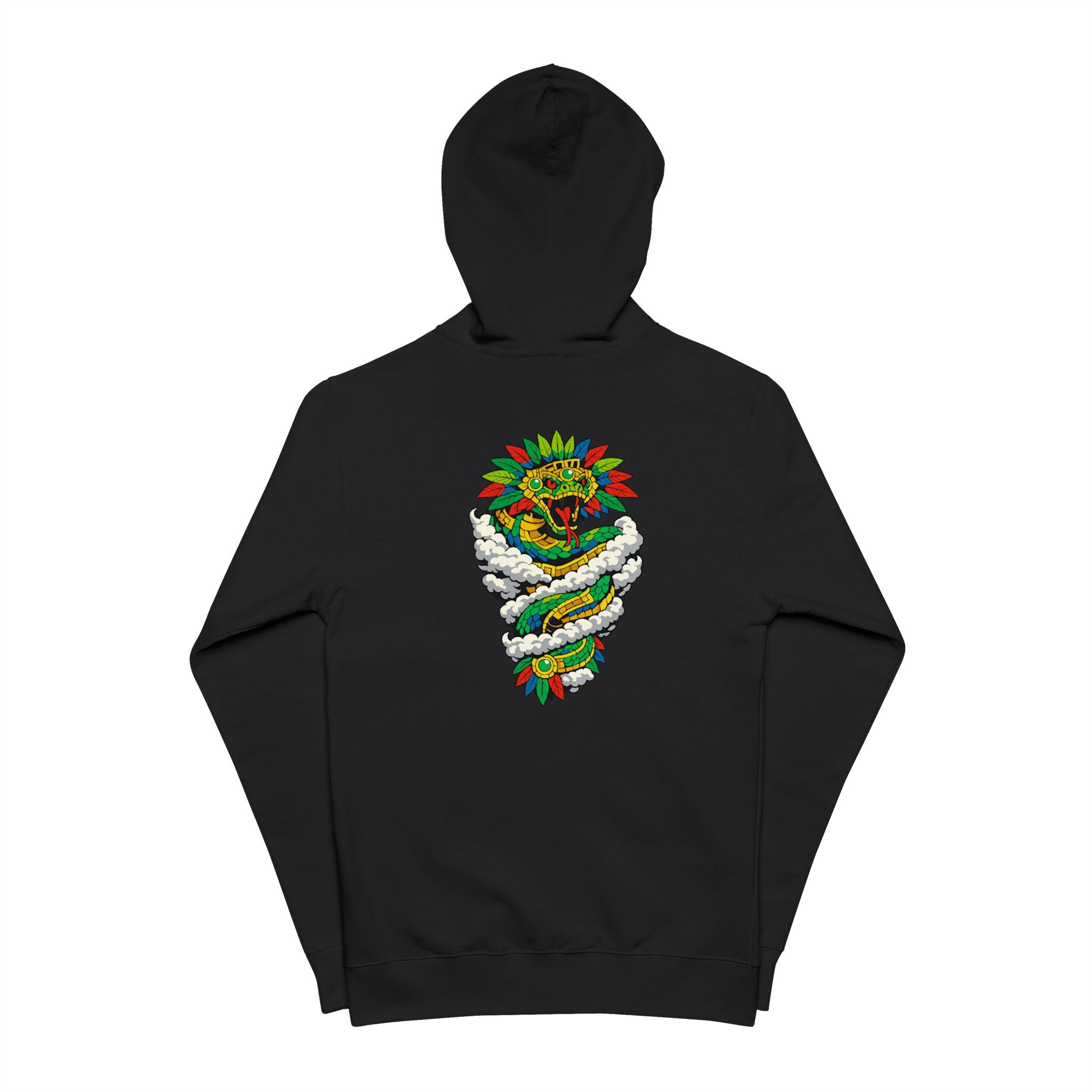 Quetzalcoatl Aztec Zip-Up Hoodie — Colorful Serpent & Calendar Design