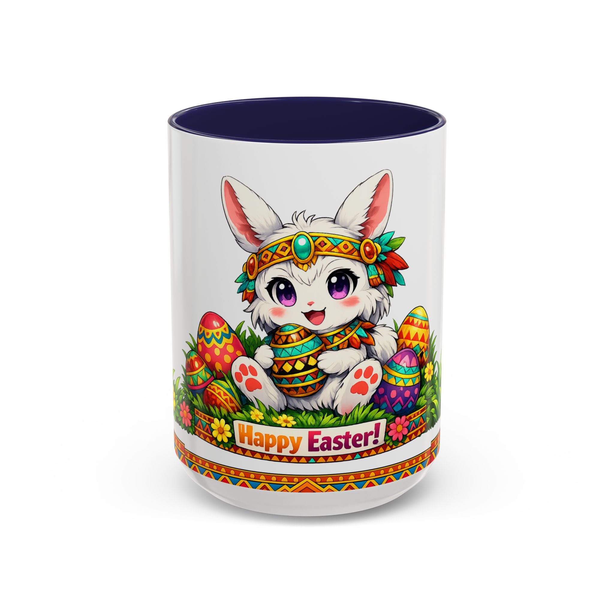 Cute Easter Bunny with Colorful Eggs Mug Accent Coffee Mug