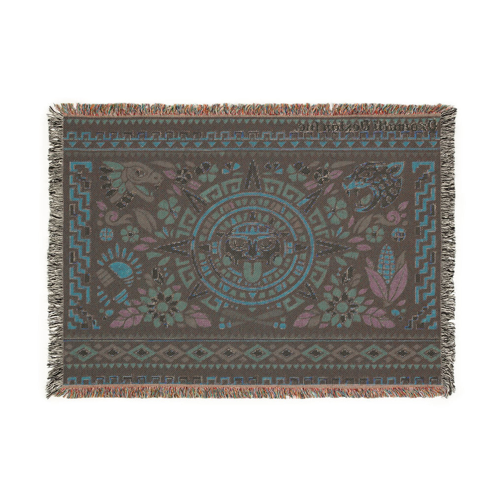 Aztec Sun Mosaic Woven Blanket — Southwestern Tapestry Throw
