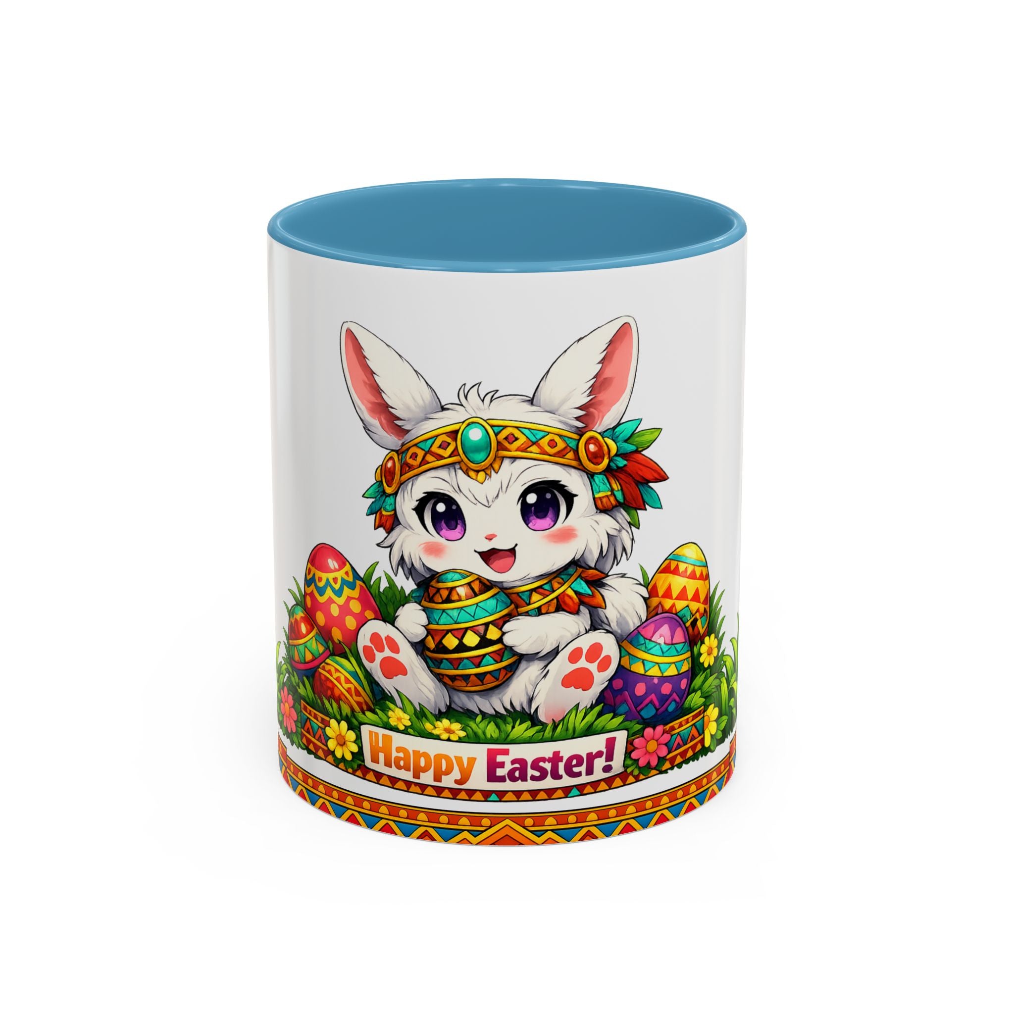 Cute Easter Bunny with Colorful Eggs Mug Accent Coffee Mug
