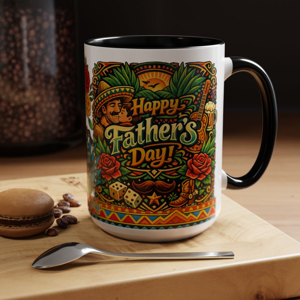Happy Father's Day Accent Mug — Festive Father's Day Coffee Mug | Solmaguey™